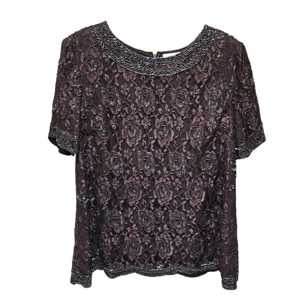 Vintage Lace Top Sequin Beaded